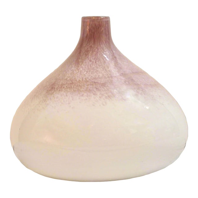 Vintage Ombre Mauve White Glass Bulb Vase For Sale