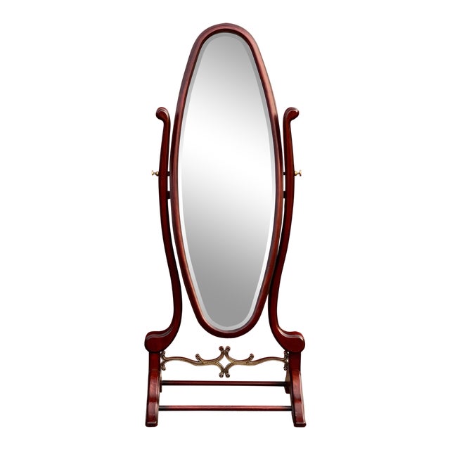 Bombay Company Mahogany and Brass Cheval Mirror Chairish