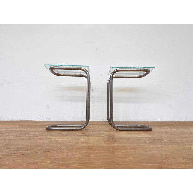 Czechoslobvakia, around 1930s - chrome with patina, polished - glass without damages - simple design jr