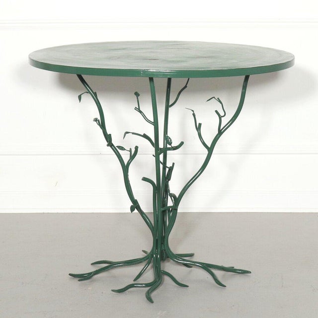Organic Tree Form Metal Table Hand Painted Green For Sale - Image 10 of 10