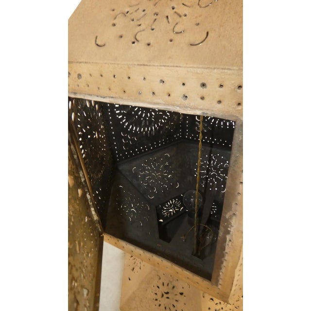 Large Moroccan Perforated Metal Tower Lamps, 1980s, Set of 2 For Sale - Image 13 of 17
