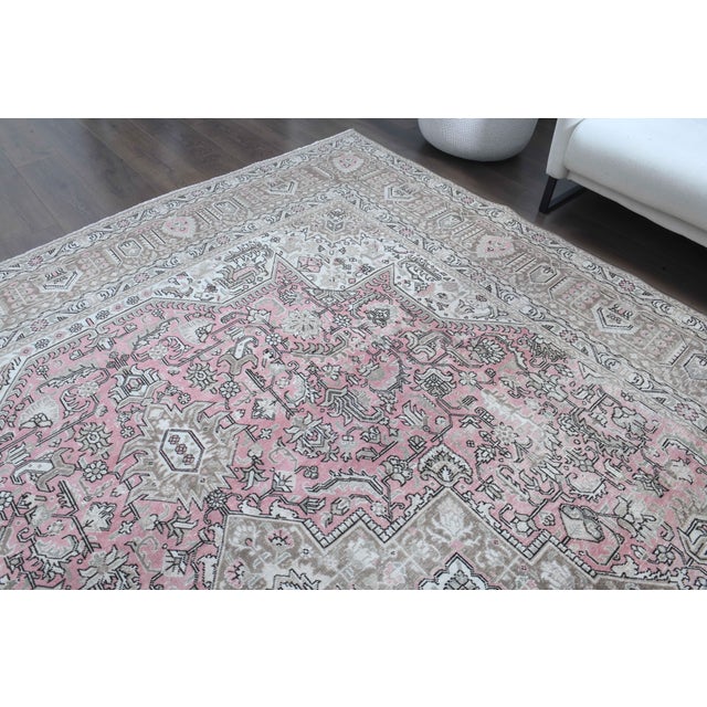 1960s Vintage Persian Handmade Wool Cotton Light Pink Area Rug For Sale - Image 4 of 11
