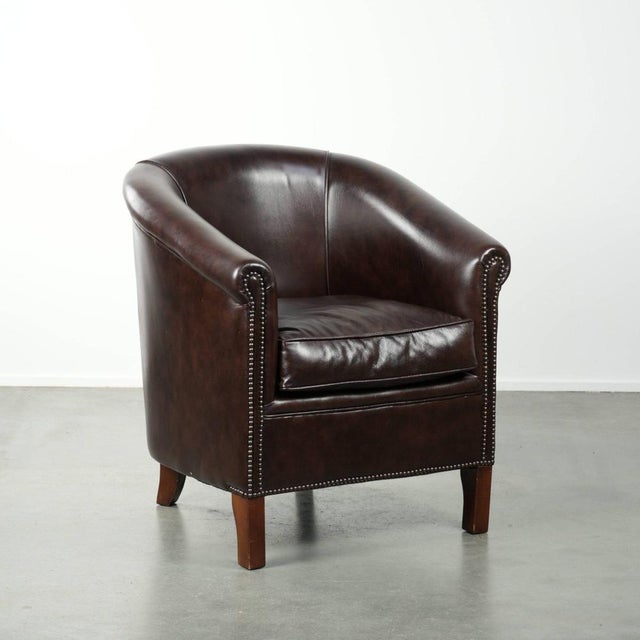 English Dark Cowhide Club Armchair For Sale - Image 13 of 13