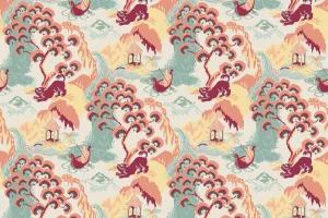 Old Peking Sangria Fabric by the Yard