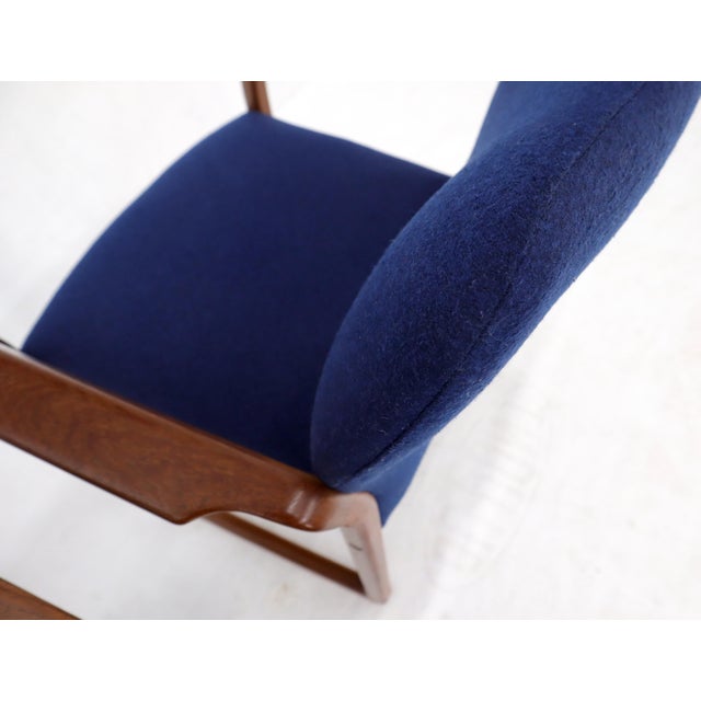 Pair of Danish Mid-Century Modern Teak Arms Chairs New Wool Upholstery For Sale - Image 10 of 10
