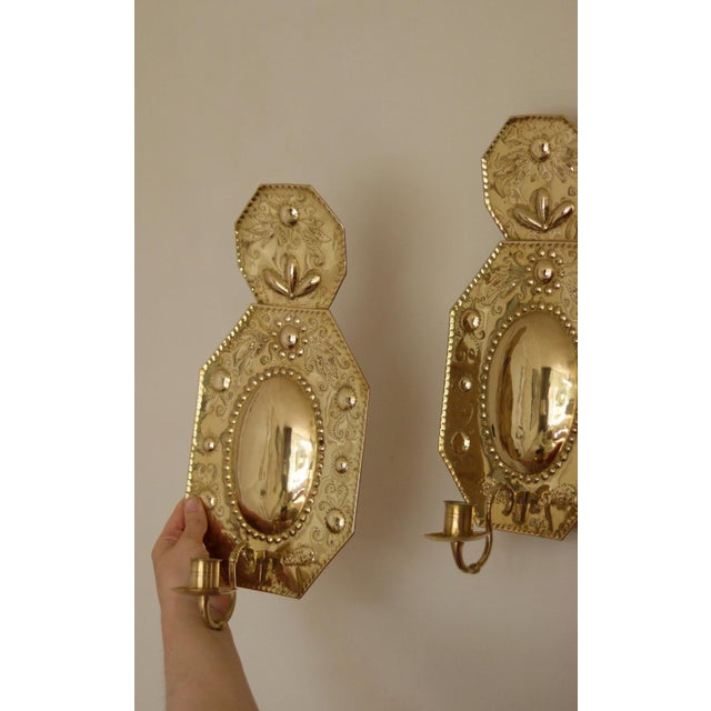 Baroque Swedish Brass Sconces, Set of 2 For Sale - Image 13 of 13