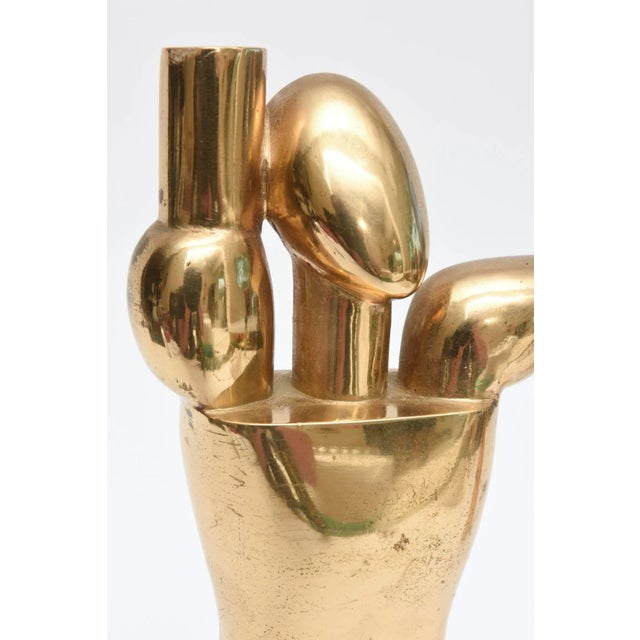 Vintage 1977 Bronze Cubist Signed Rabaey Modernist Sculpture or Bookends Man Woman Pair Of For Sale In Miami - Image 6 of 12