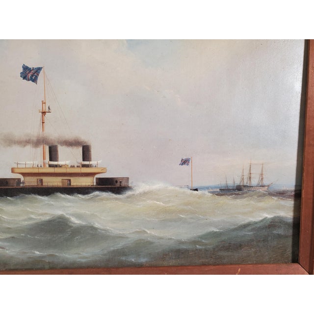 Ironclad Battleship HMS Devastation 19th Century Original Oil Painting For Sale - Image 4 of 5