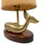 Vintage 1970s Brass Whale Table Lamp W/ Walnut Wood Base & Grasscloth Shade For Sale - Image 13 of 18