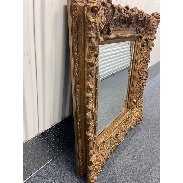 Baroque Vintage John-Richard Ornate Giltwood Baroque Style Wall Mirror For Sale - Image 3 of 11