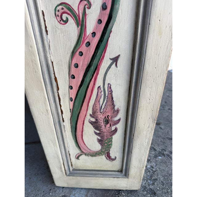 Wood Vintage Pink Dragon Painted Caninet Folk Art For Sale - Image 7 of 12