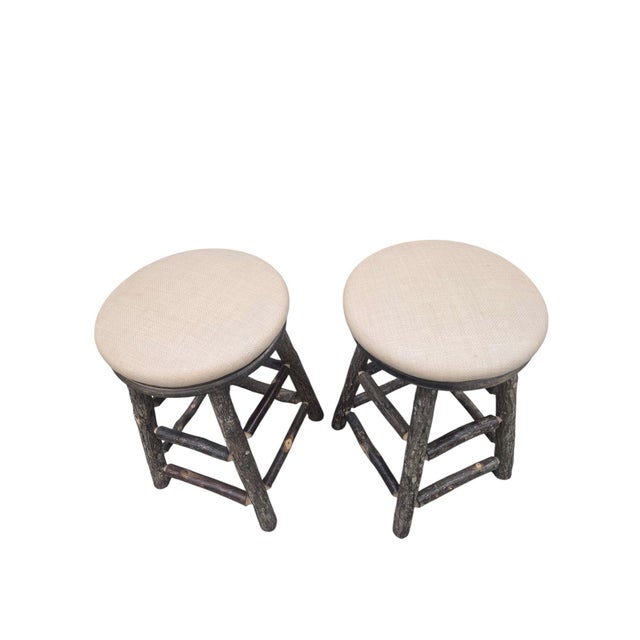 Wood Vintage Adirondack Style Aspen Log Swivel Bar Stools - Pair For Sale - Image 7 of 10
