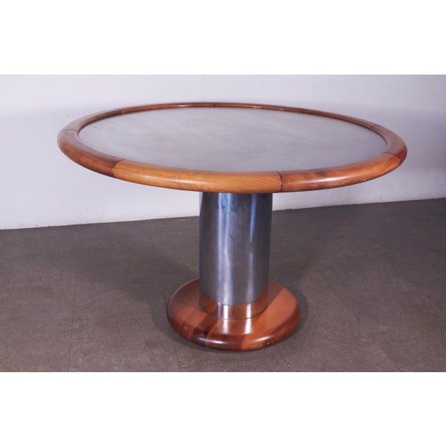 Steel and Wood Table attributed to Ettore Sottsass, 1970s For Sale - Image 15 of 15