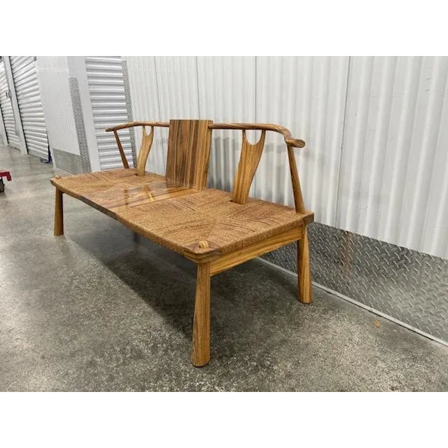 Designer Xiaojie Zhu Post Modern Studio Made Zebra Wood Bench For Sale - Image 4 of 13