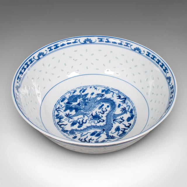 This is a vintage display bowl. An Oriental, ceramic decorative serving dish, dating to the Art Deco period, circa 1930. A...