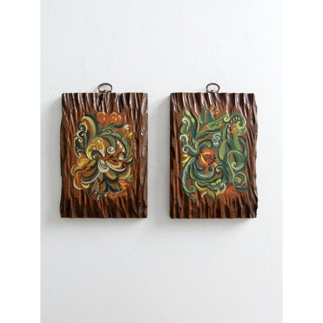 Mid Century Painted Wood Wall Art Pair For Sale - Image 11 of 11
