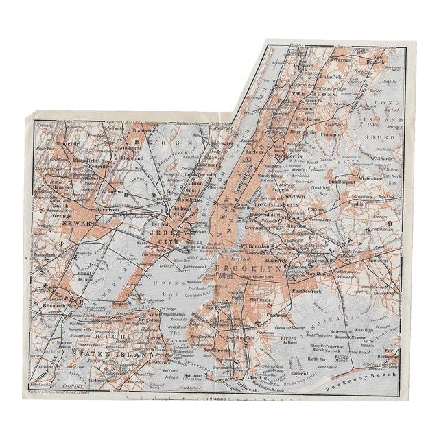 1909 New York City Antique Map, Five Boroughs For Sale