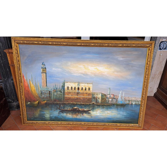 Venice Doge's Palace, 1920s, Oil Painting on Canvas, Framed For Sale - Image 9 of 9