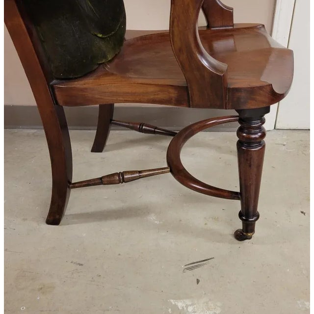 French Art Nouveau Walnut Office Desk Arm Chair For Sale - Image 9 of 10