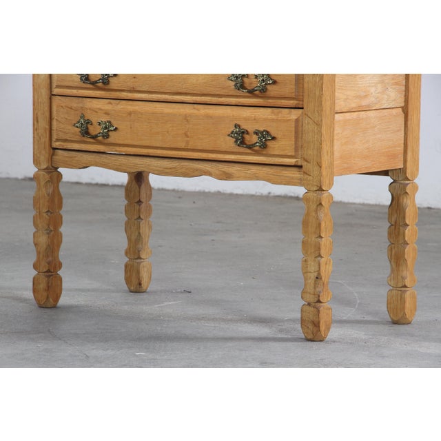 Vintage Danish Oak 3-Drawer Side Table in the style of Henning Kjærnulf, 1960s For Sale - Image 9 of 17