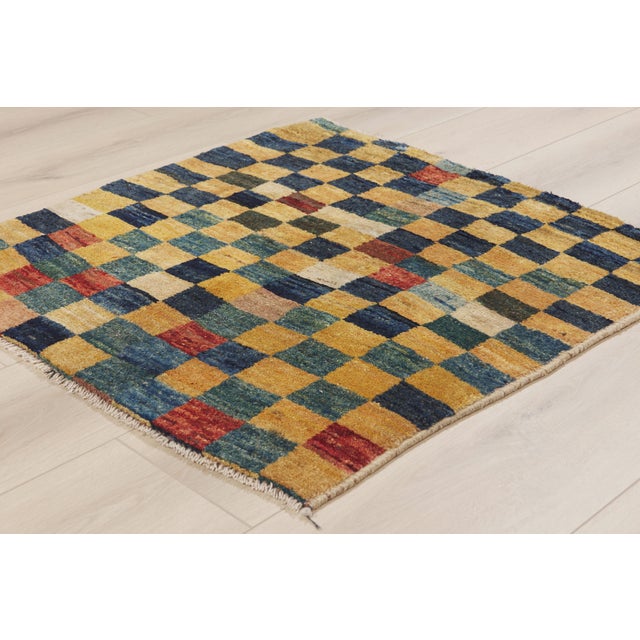 Goldenrod Vintage Persian Gabbeh Rug, 03'00 X 03'01 For Sale - Image 8 of 10
