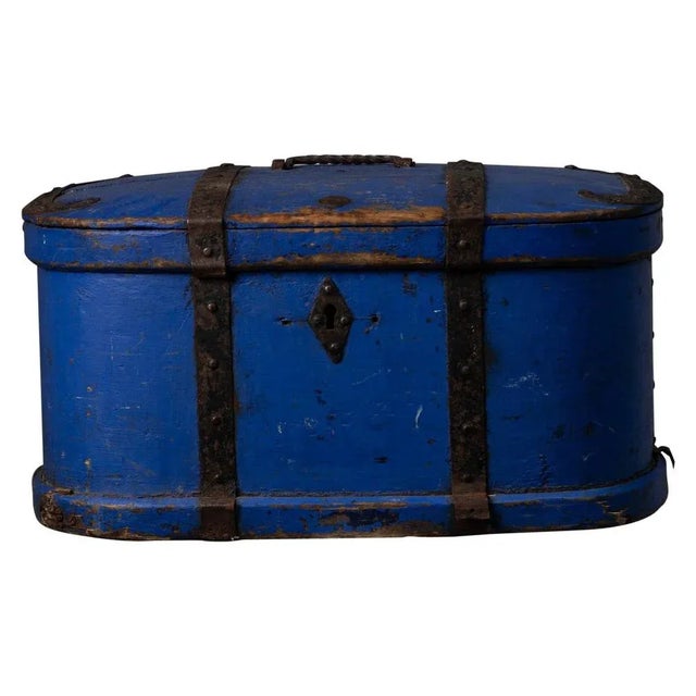 Early 19th Century Swedish Antique Bright Blue Travelling Box For Sale - Image 11 of 11