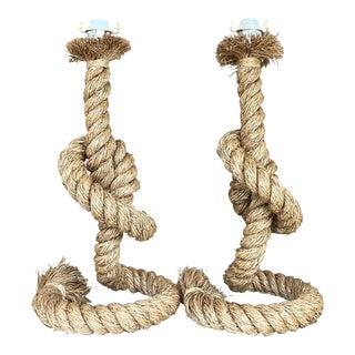 Vintage Coastal Twisted Rope Table Lamps - a Pair For Sale