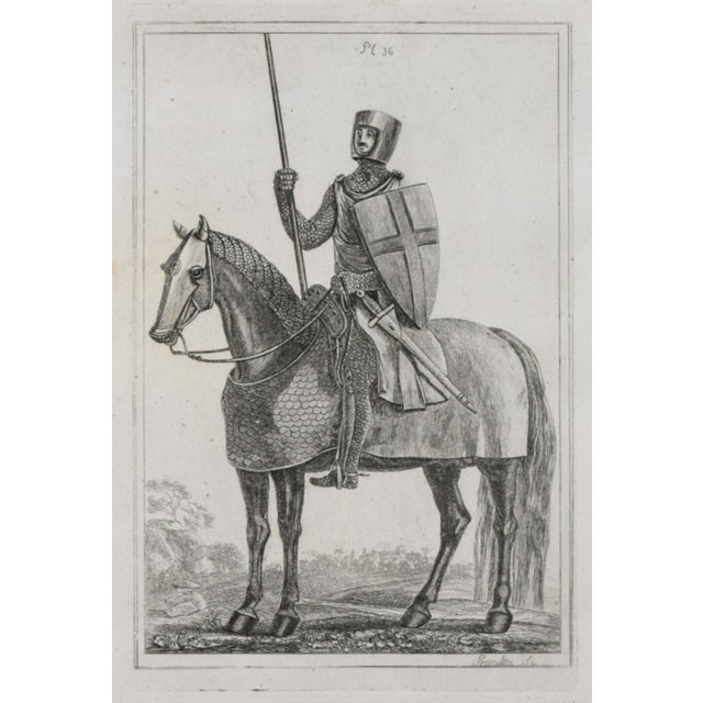 19th Century Engravings of Medeival English Knights on Horseback in Suits of Armour 1801- A Pair For Sale - Image 9 of 9