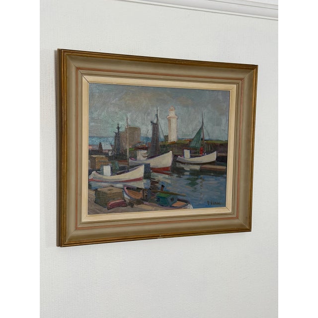 Eskil Skans, Boats, 1960s, Oil on Panel, Framed For Sale - Image 4 of 17