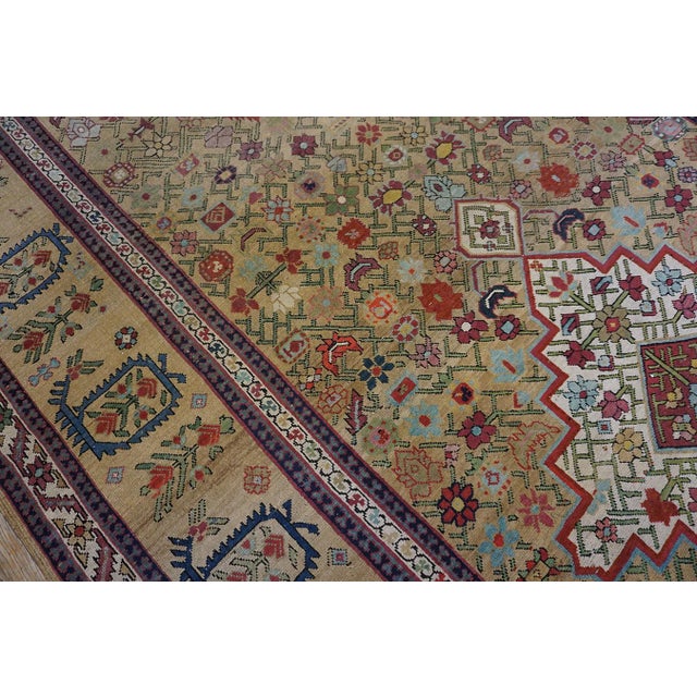 1870s Tan Camel Medallion Antique Caucasian Shusha Karabagh Rug 7'2" X 18' Knotted Wool Carpet For Sale - Image 14 of 18