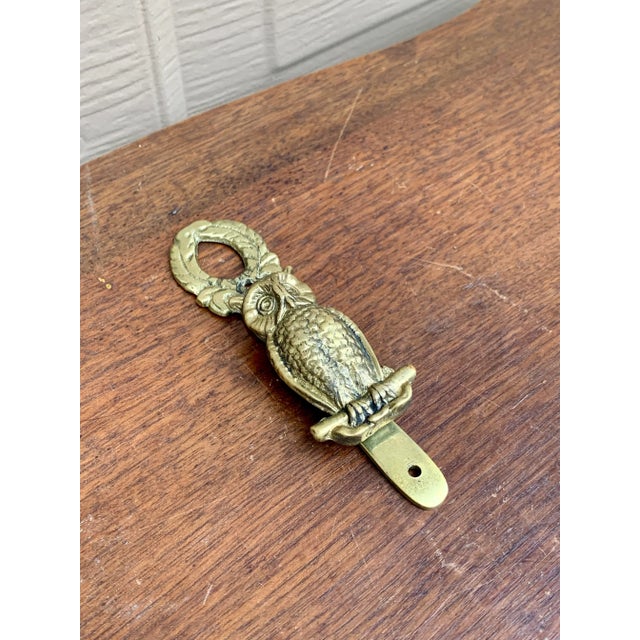 Mid-Century English Cast Brass Owl Door Knocker For Sale In South Bend - Image 6 of 9