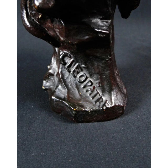 Art Nouveau Black Spelter Proof Bust of Cleopatra by Jean Foretay, 1890s-1910s For Sale - Image 5 of 15