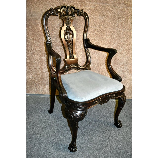 Carved Mahogany Armchair Antique Queen Anne Georgian Shell Motif Accent For Sale - Image 13 of 13