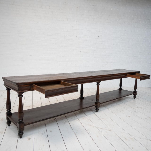 1920s Large Vintage Oak Drapers Table, 1920 For Sale - Image 5 of 14