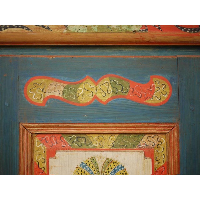 Alpine Blue Floral Painted Cupboard For Sale - Image 9 of 18