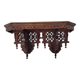 1940s Vintage Victorian Style Wood Wall Shelf Wood Cut Out For Sale