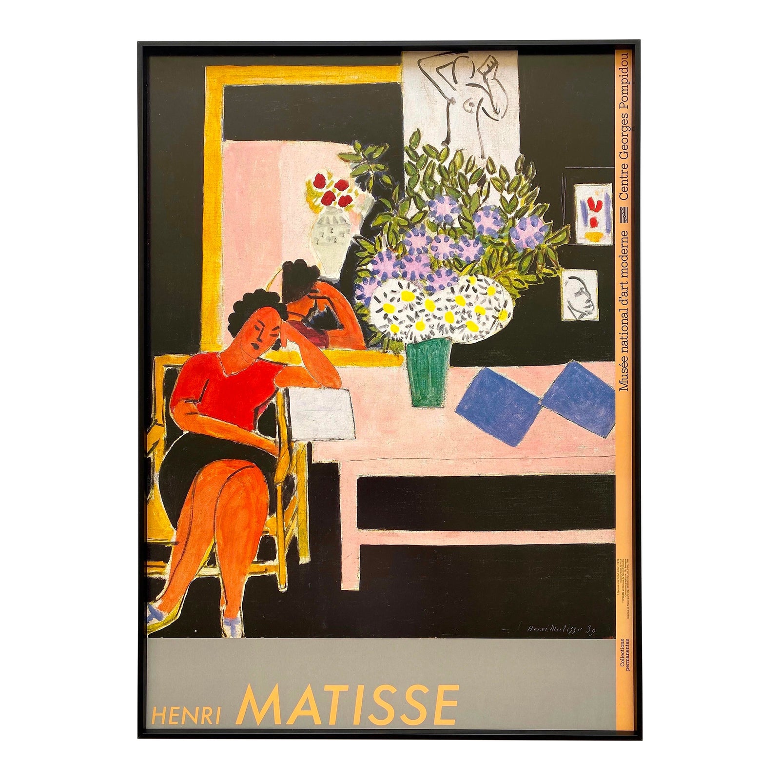 Henri Matisse Vintage 1988 Modernist Lithograph Print Framed Paris