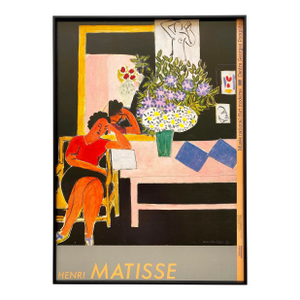 Henri Matisse Vintage 1988 Modernist Lithograph Print Framed Paris Museum Poster " Liseuse Sur Fond Noir " 1939