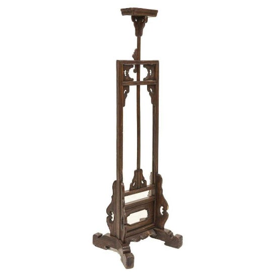Antique Chinese Carved Wood Candle Lantern Stand 19thc Torchiere