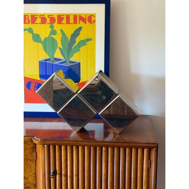 Postmodern Steel Tetris Sculpture, Italy 1980s For Sale - Image 6 of 13