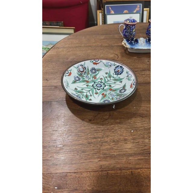 Turkish Vintage Turkish Iznik Style Floral Ceramic Shallow Bowl For Sale - Image 3 of 5