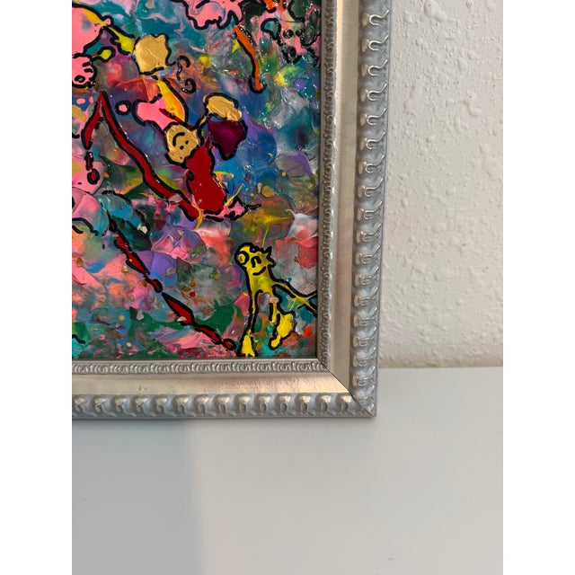 Pink Serg Graff "Whose Tracks" Abstract Painting Framed Outsider Art Coa For Sale - Image 8 of 9