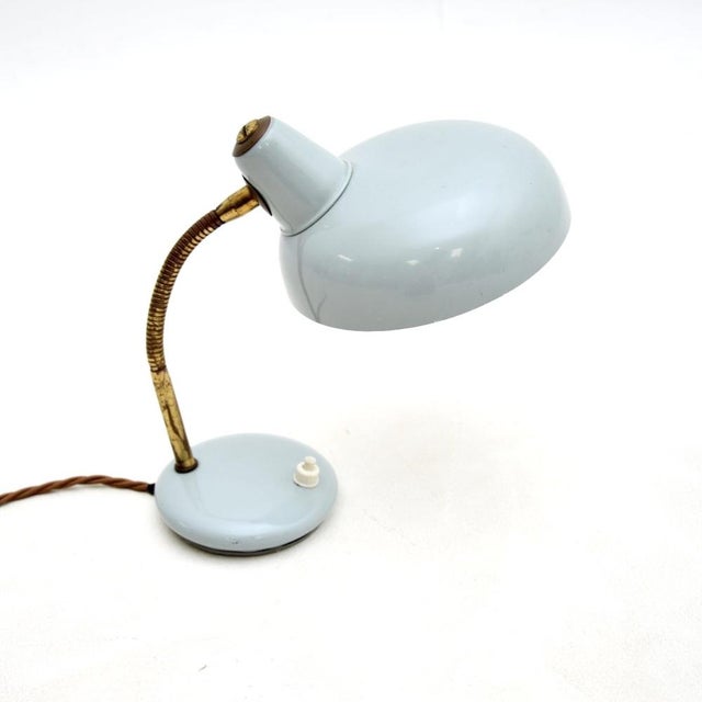 Vintage French Enamelled Tole and Brass Desk Lamp, 1960s For Sale - Image 4 of 9
