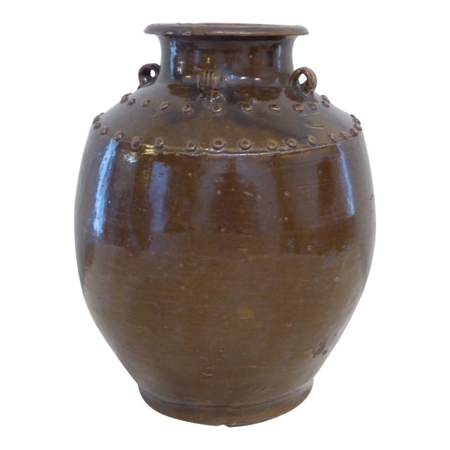 Antique Chinese Brown Glazed Ceramic Wine Jug For Sale