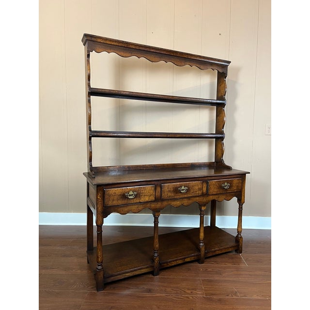 1900 - 1909 Antique English Dresser Sideboard Plate Rack Potboard Jacobean Tiger Oak C1900 For Sale - Image 5 of 18