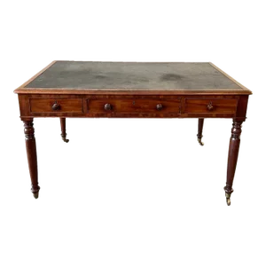 Antique Mahogany Leather Top Partner Style Writing Desk