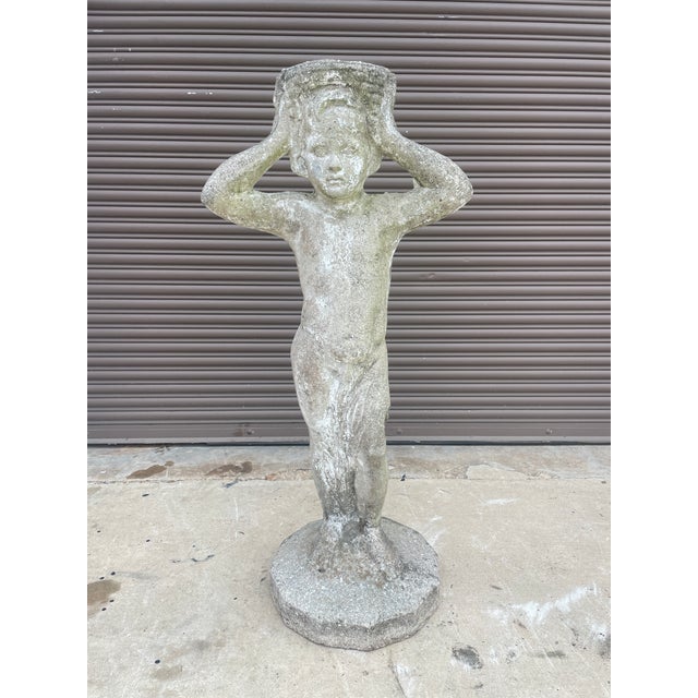Traditional Antique Asheville Estate 40" Tall Cast Stone Statue of Hebe - Garden Patina For Sale - Image 3 of 9