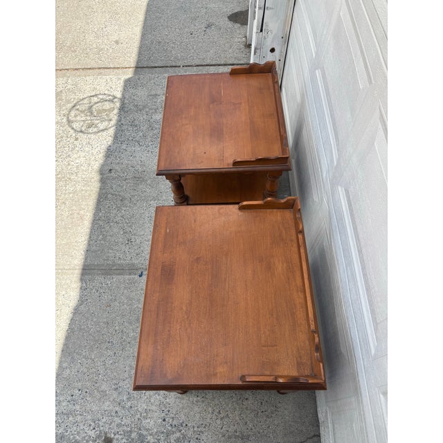 Vintage Maple Nightstands | Pair of Early American Bedside Tables For Sale In New York - Image 6 of 12