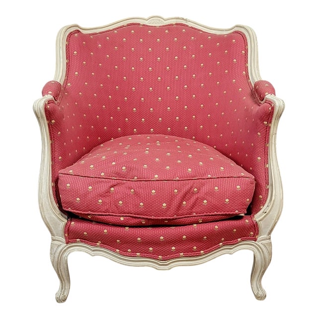 Large Louis XV Style Curved Bergère Chair For Sale