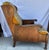 Mid-Century Solid Wood and Fabric Wing Back Leisure Lounge Chair with scroll arms. In good vintage condition for its age....